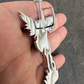 10k White Gold Saint Michael Slaying Dragon Diamond  Pendant  customdiamjewel   