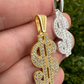 925 Silver Iced Dollar $ Sign Money Hip Hop Diamond Pendant  customdiamjewel   