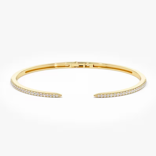 14k Gold Cuff Natural Diamond Bangle Type Bracelet  customdiamjewel 10 KT Solid Gold Yellow Gold VVS-EF