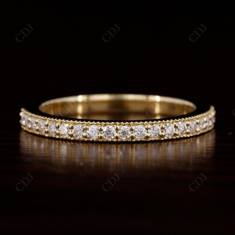 Art Deco Round Cut Natural Diamond Eternity Milgrain Wedding Band  customdiamjewel Sterling Silver Yellow Gold VVS-EF