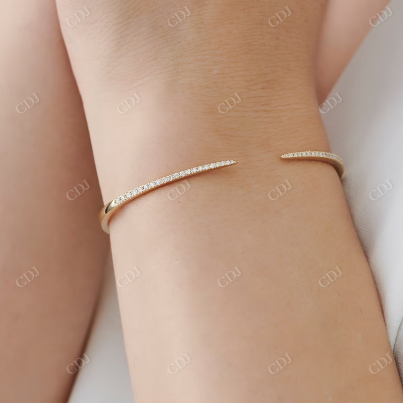 14k Gold Cuff Natural Diamond Bangle Type Bracelet  customdiamjewel   