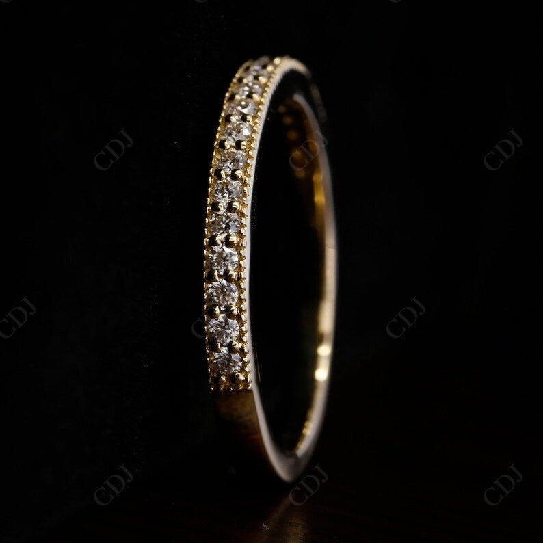 Art Deco Round Cut Natural Diamond Eternity Milgrain Wedding Band  customdiamjewel   