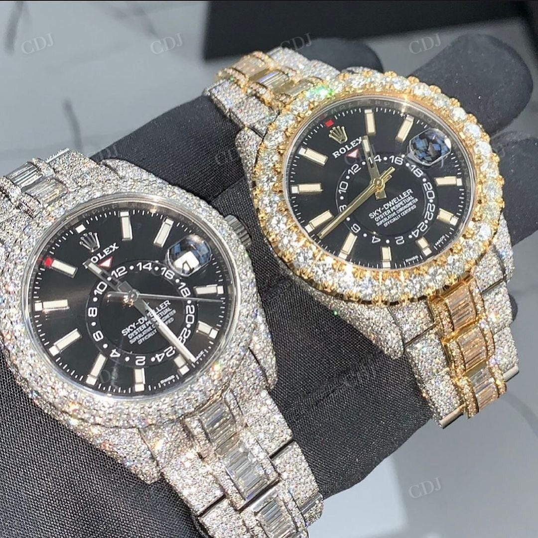 Luxury Look Fully Iced Out Moissanite Diamond Rolex Oyster Belt Watch customdiamjewel