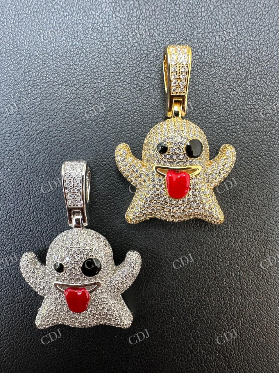 925 Silver Snapchat Laughing Ghost Piece Diamond Pendant  customdiamjewel   