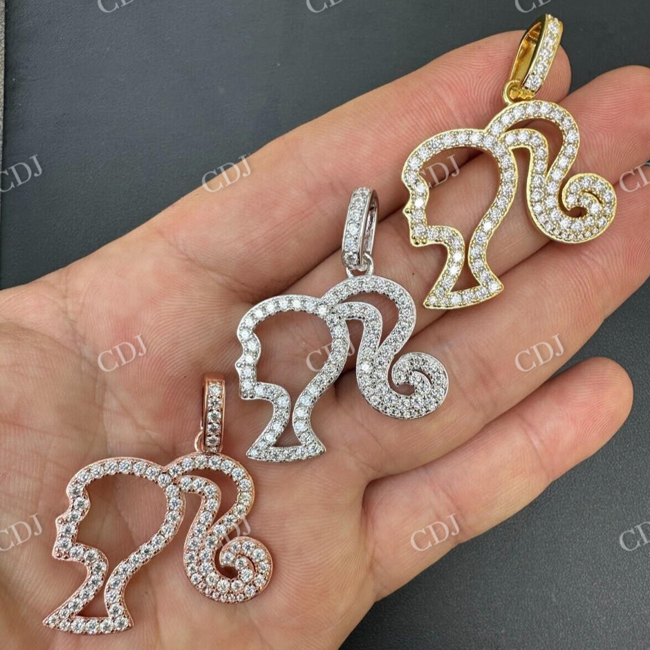 925 Silver Barbie Doll Diamond Pendant  customdiamjewel   