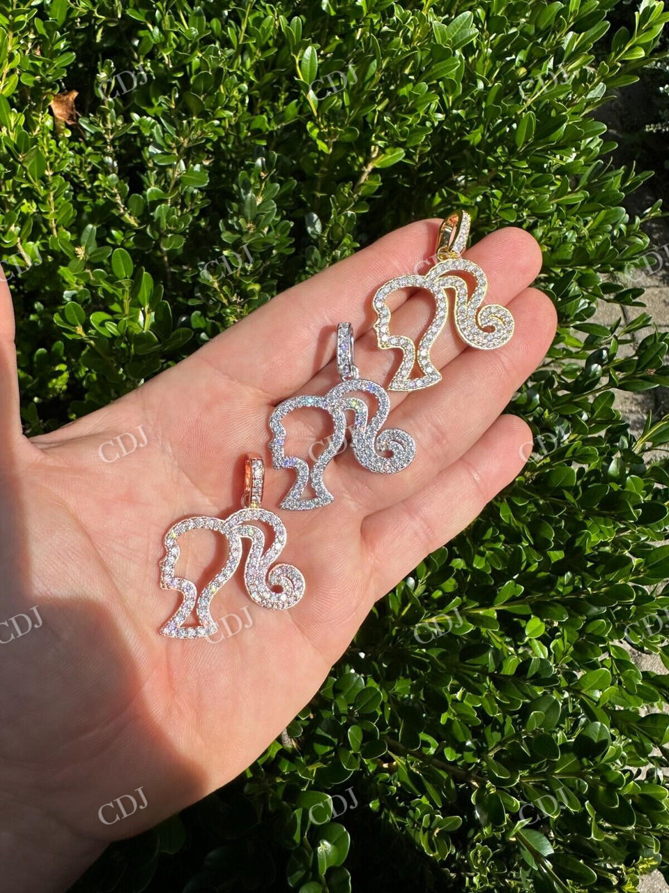 925 Silver Barbie Doll Diamond Pendant  customdiamjewel   