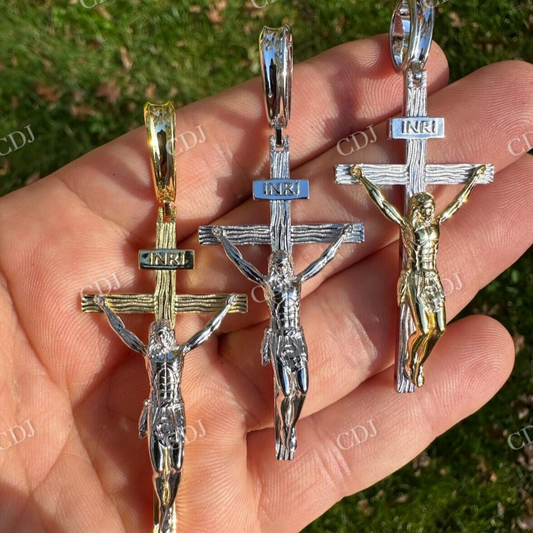 Solid 925 Silver Cross Jesus Piece Crucifix Pendant  customdiamjewel   