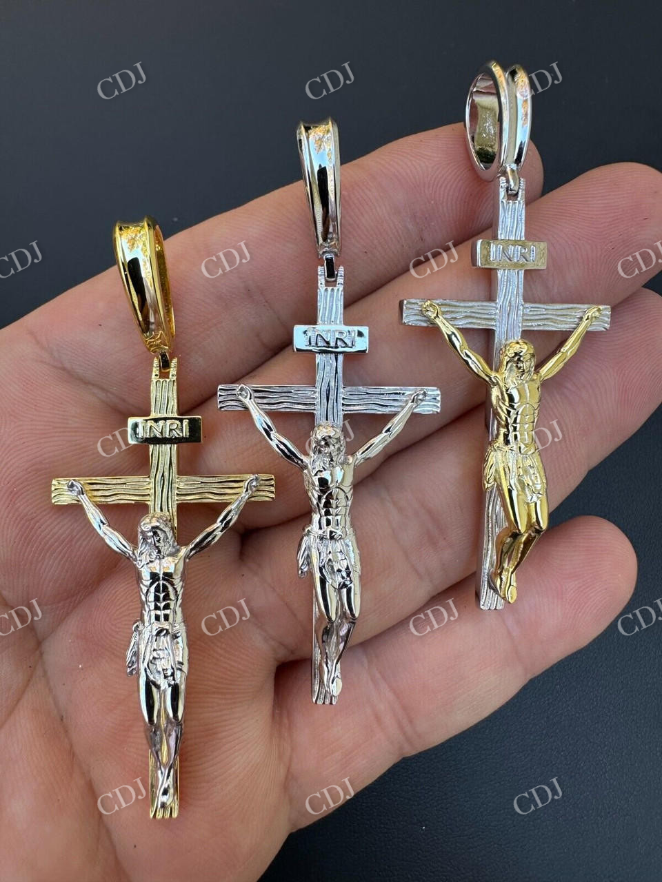 Solid 925 Silver Cross Jesus Piece Crucifix Pendant  customdiamjewel   