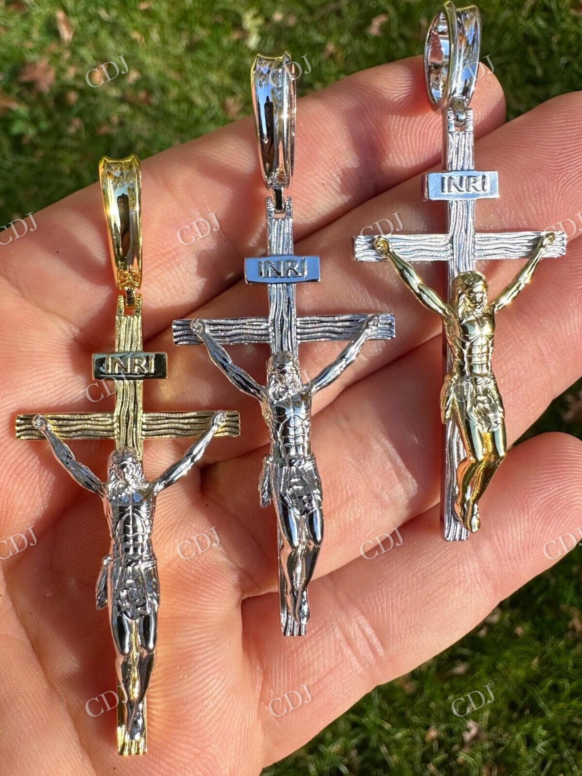 Solid 925 Silver Cross Jesus Piece Crucifix Pendant  customdiamjewel   