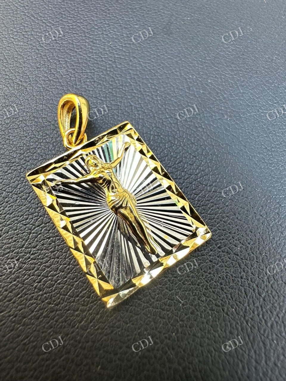 14K Gold Cross Jesus Medallion Pendant For Men  customdiamjewel   