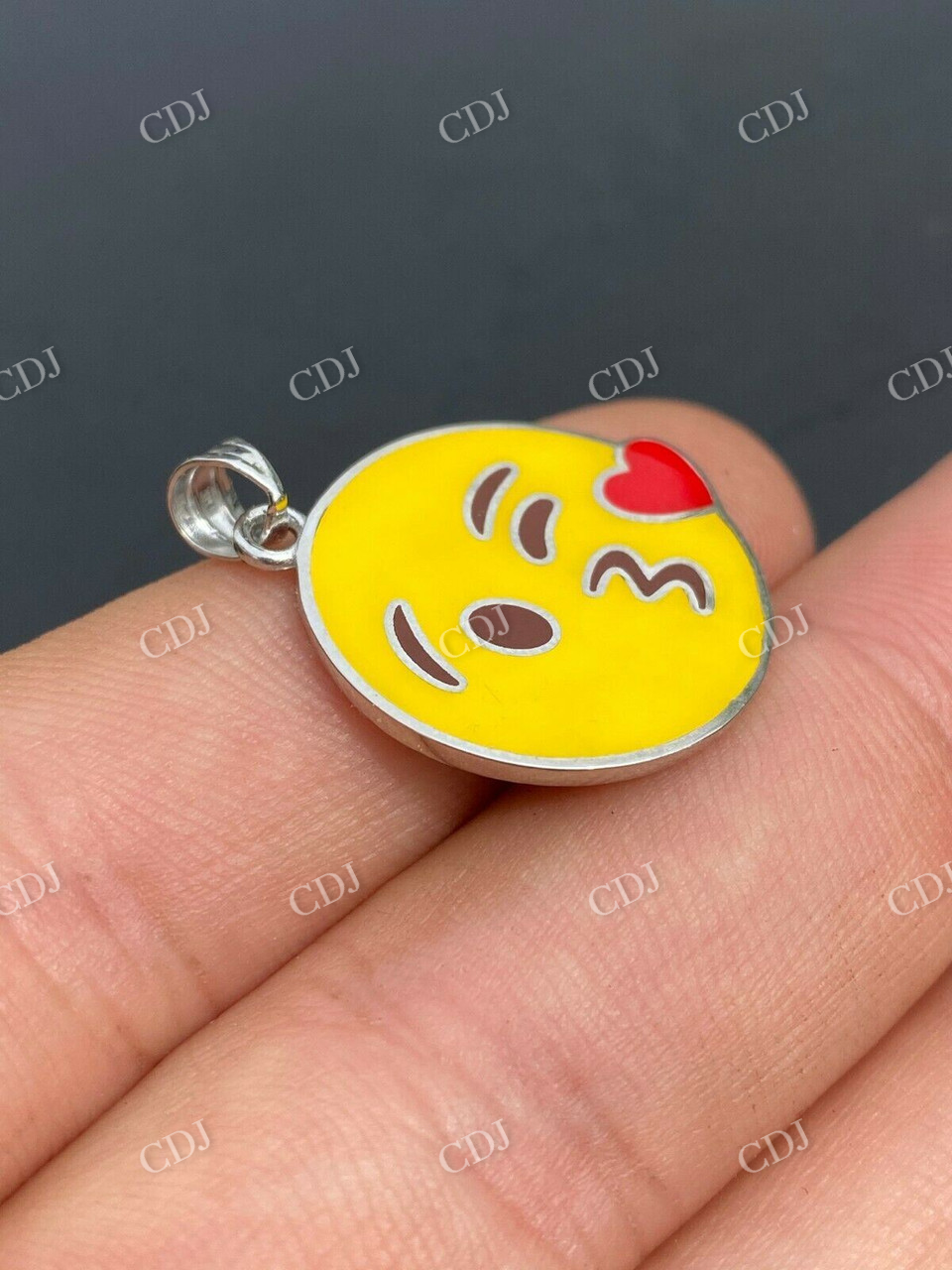 925 Sterling Silver Smiley Blow Kiss Love Emoji Pendant  customdiamjewel   