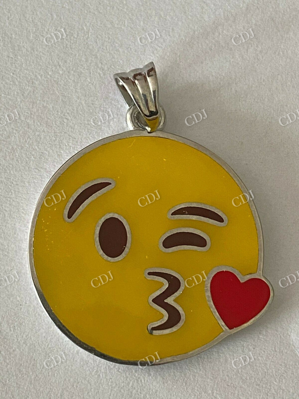 925 Sterling Silver Smiley Blow Kiss Love Emoji Pendant  customdiamjewel   