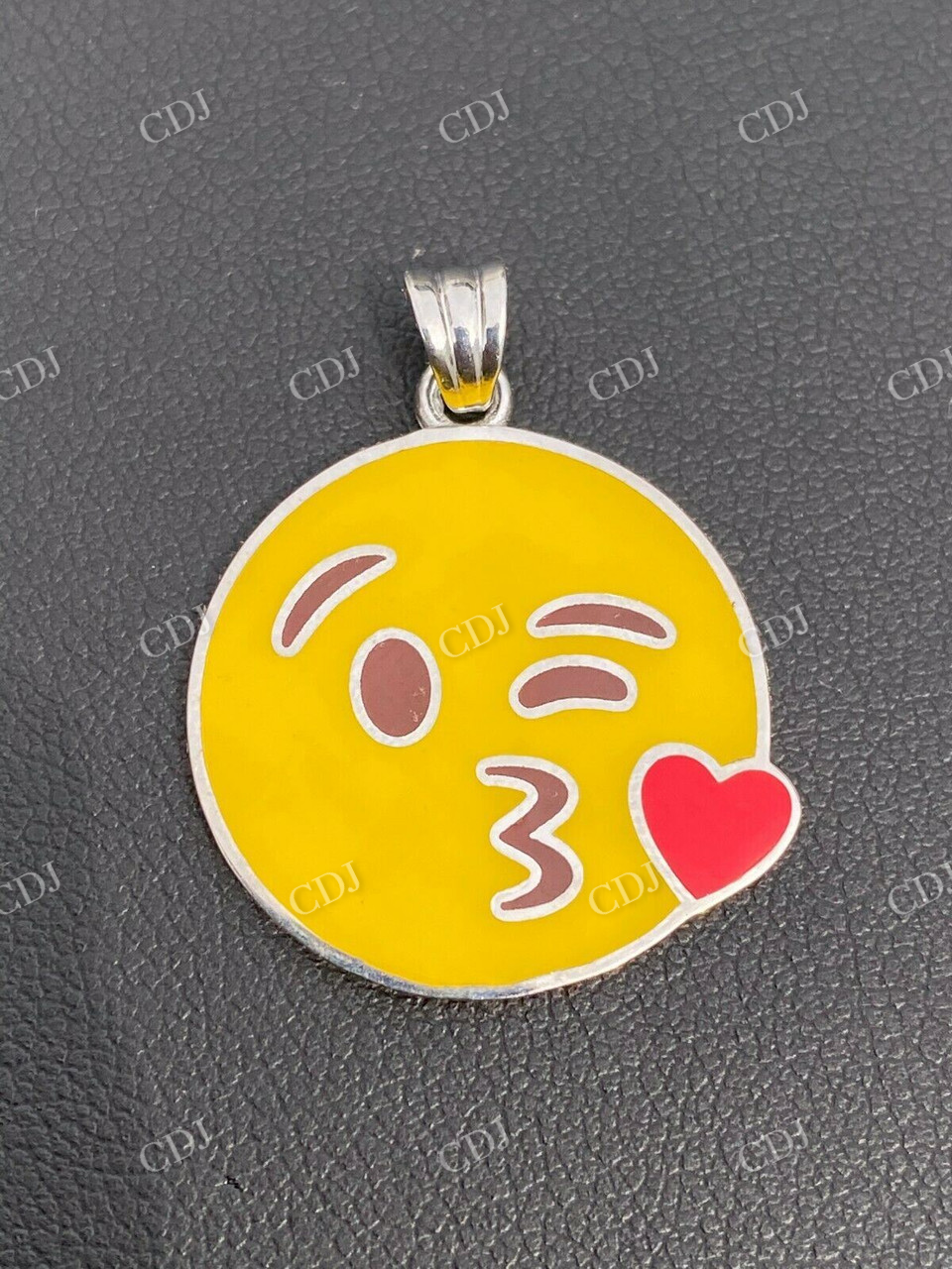 925 Sterling Silver Smiley Blow Kiss Love Emoji Pendant  customdiamjewel   