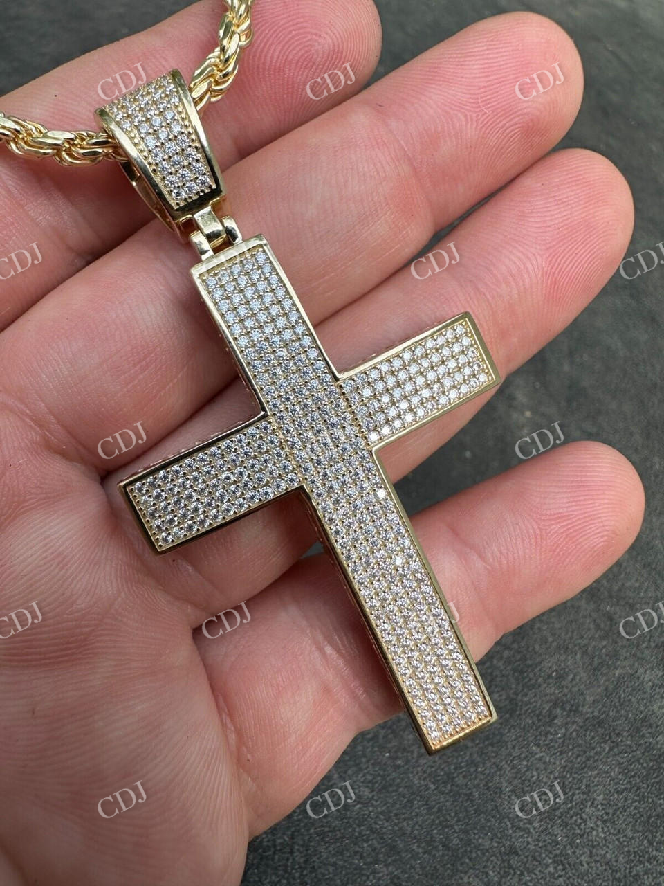 10K Yellow Gold Diamond Cross Pendant  customdiamjewel   