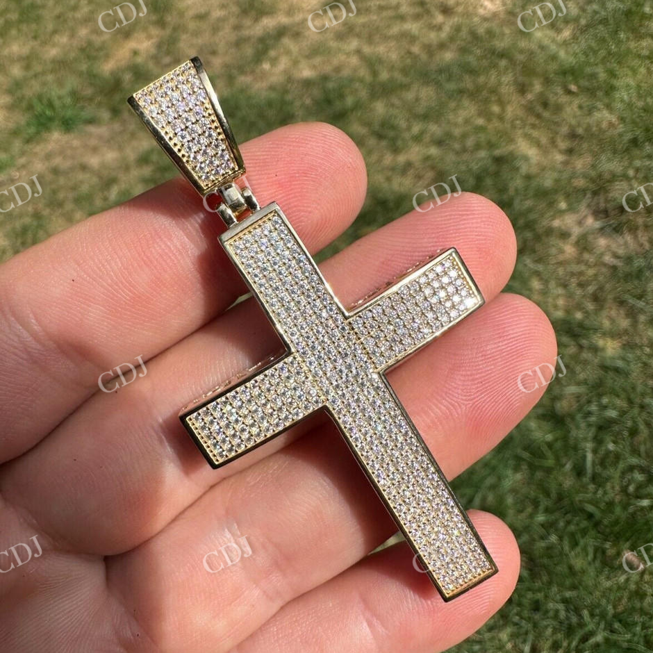 10K Yellow Gold Diamond Cross Pendant  customdiamjewel   