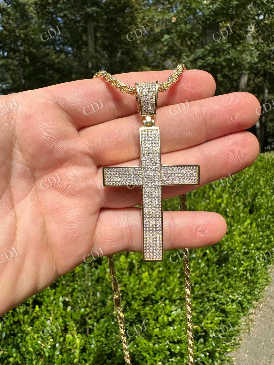 10K Yellow Gold Diamond Cross Pendant  customdiamjewel   