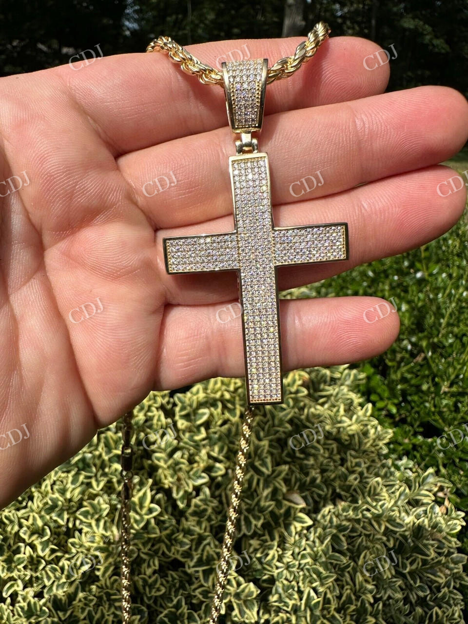 10K Yellow Gold Diamond Cross Pendant  customdiamjewel   