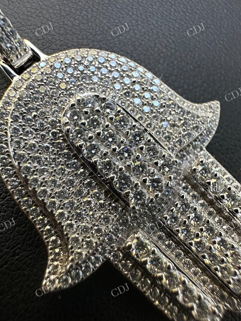 10K Gold Hamsa Hand Iced Diamond Pendant  customdiamjewel   