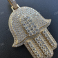 10K Gold Hamsa Hand Iced Diamond Pendant  customdiamjewel   