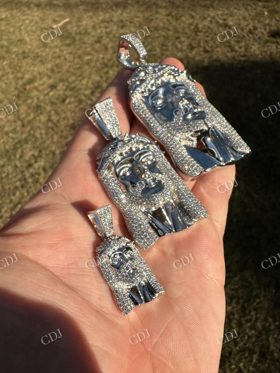 4k White Gold Diamond Jesus Piece Pendant  customdiamjewel   