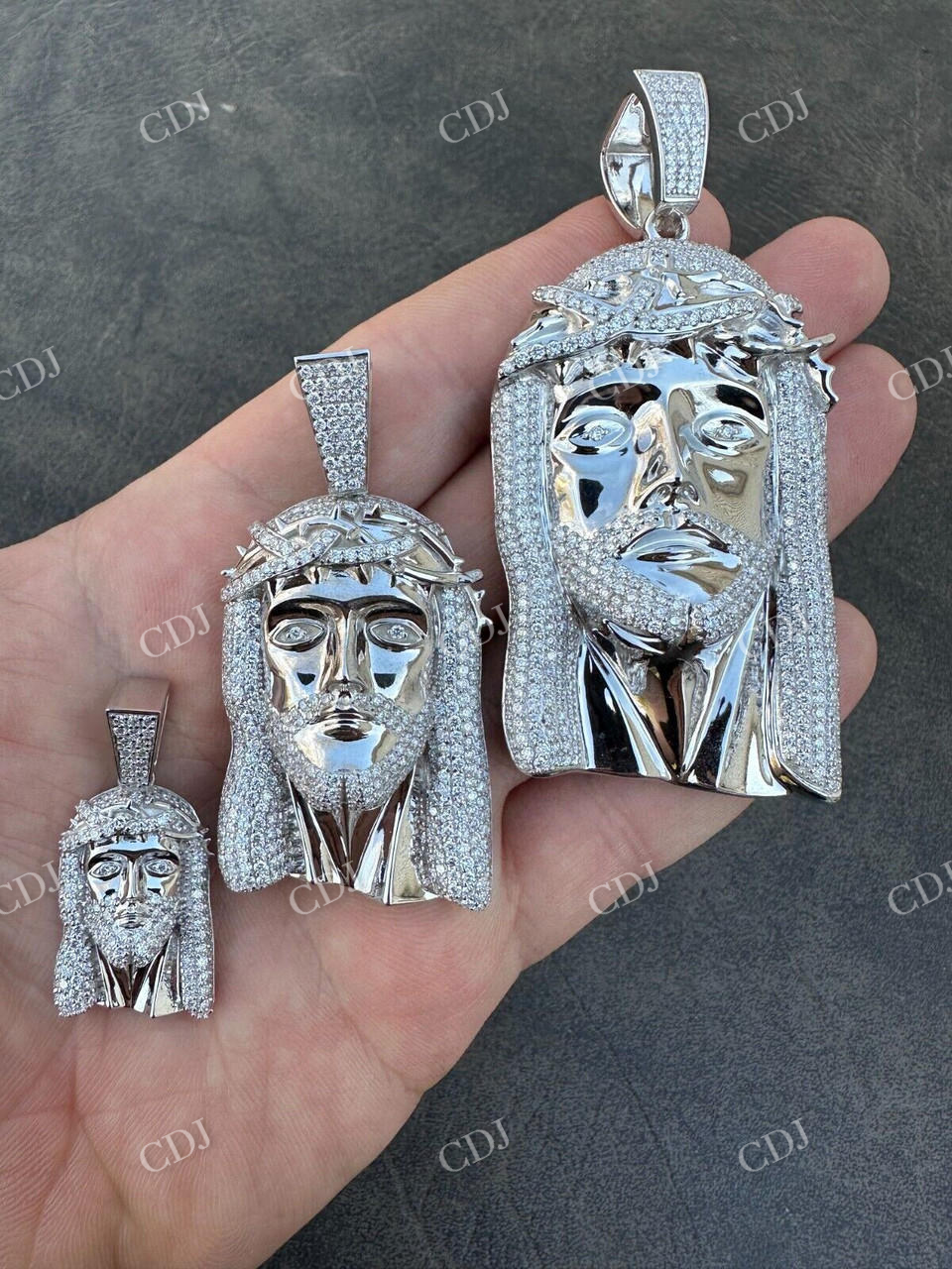 4k White Gold Diamond Jesus Piece Pendant  customdiamjewel   