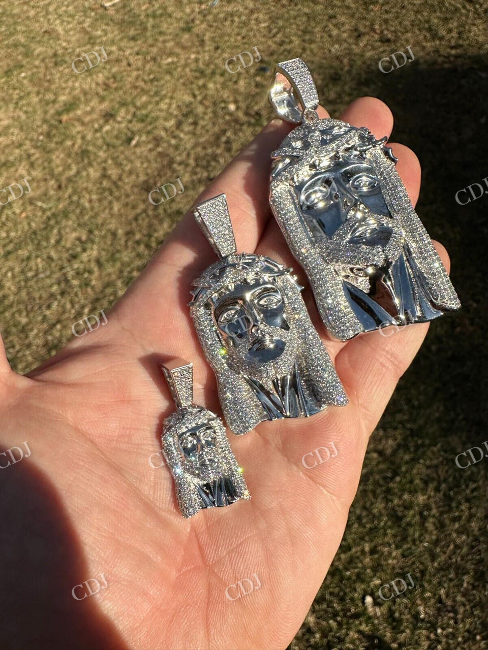 4k White Gold Diamond Jesus Piece Pendant  customdiamjewel   