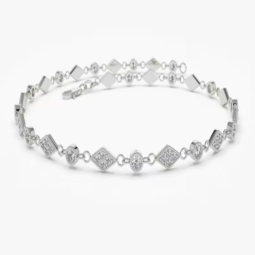 Natural diamond 14k Solid Gold Dainty Milgrain Bracelet  customdiamjewel 10 KT Solid Gold White Gold VVS-EF