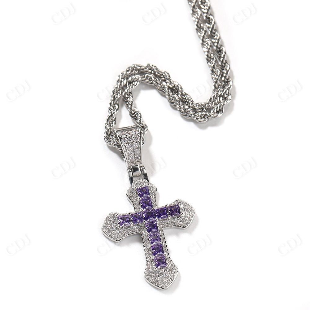 Moissanite Diamond Iced Out Custom Cross Pendant  CustomDiamJewel   