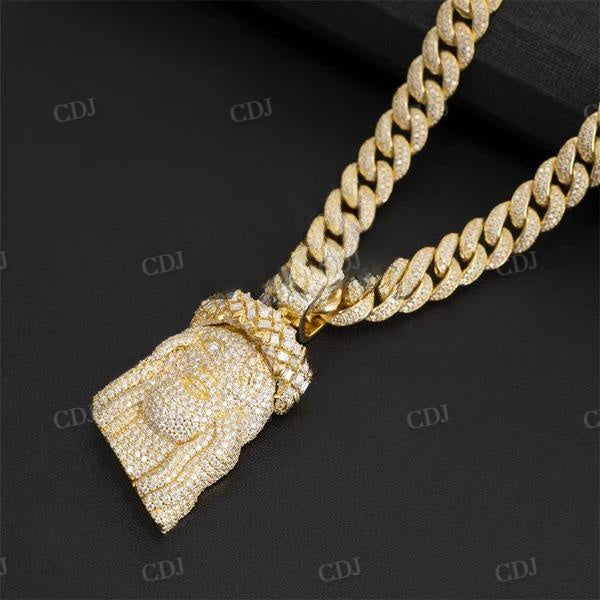 Hip Hop Rapper Iced Out Diamond Jesus Pendant  customdiamjewel   