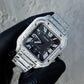 Cartier Santos Black Dial Diamond Iced Out Watch  customdiamjewel   