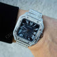 Cartier Santos Black Dial Diamond Iced Out Watch  customdiamjewel   