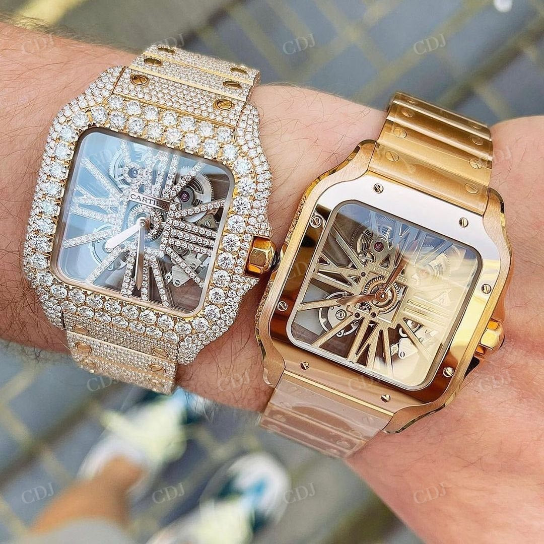 Hip Hop Skeleton Cartier Custom Diamond Watch  customdiamjewel   