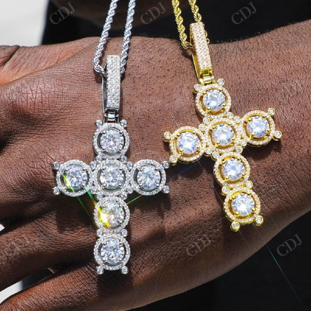 Round Big Diamond Hip Hop Cross Pendant  CustomDiamJewel   