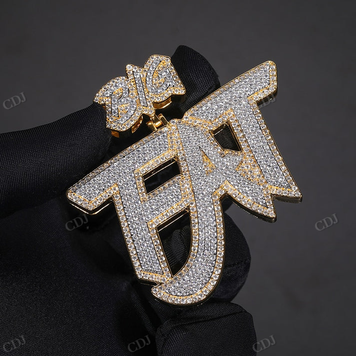 Two Tone BIG FAT Moissanite Pendant hip hop jewelry CustomDiamJewel