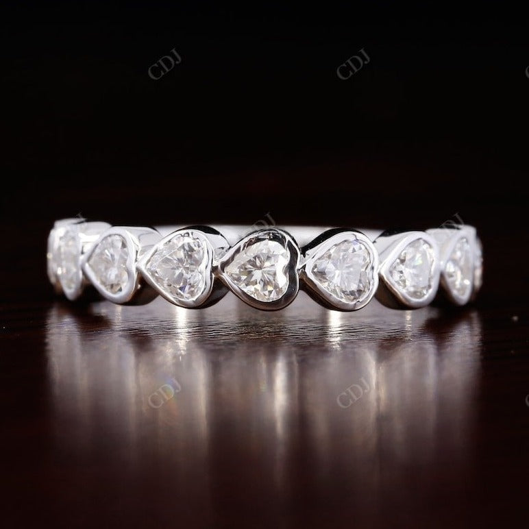 Heart Shape Natural Diamond Half Eternity Wedding Band  customdiamjewel Sterling Silver White Gold VVS-EF