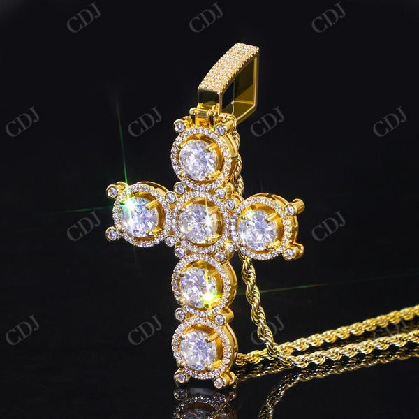 Round Big Diamond Hip Hop Cross Pendant  CustomDiamJewel   