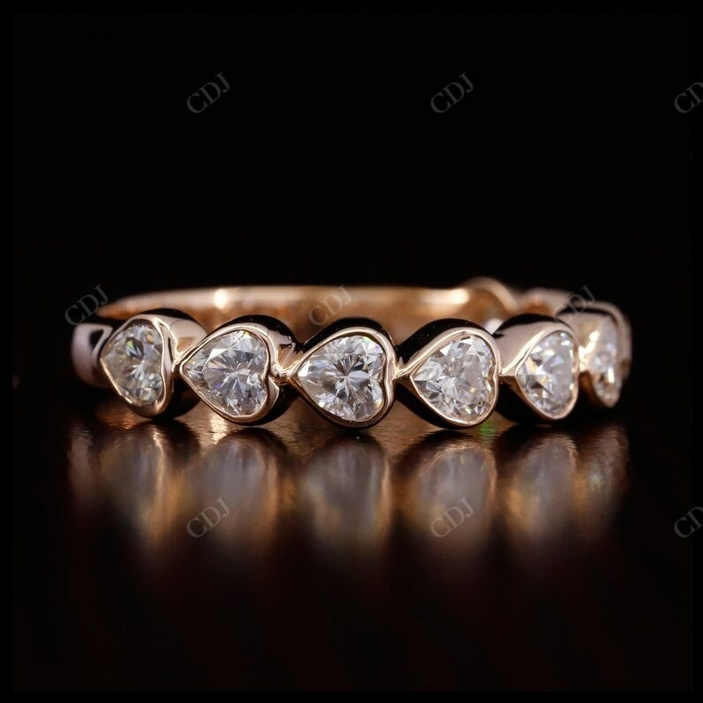 Heart Shape Natural Diamond Half Eternity Wedding Band  customdiamjewel Sterling Silver Rose Gold VVS-EF