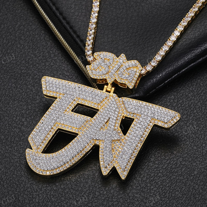 Two Tone BIG FAT Moissanite Pendant hip hop jewelry CustomDiamJewel