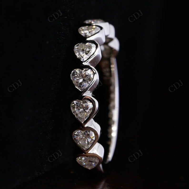 Bezel Setting Eternity 2.7CTW Heart Cut Lab Grown Diamond Wedding Band  customdiamjewel   