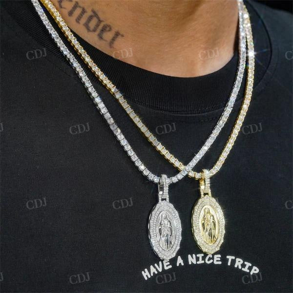 Hip Hop Iced out Maria and Jesus Pendant  customdiamjewel   