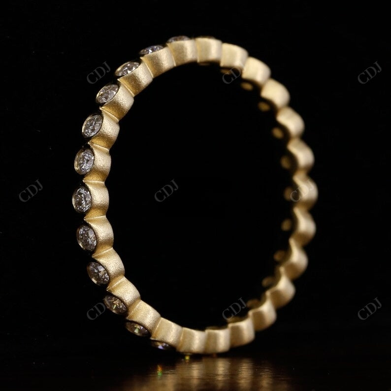 Round Cut Natural Diamond Bezel Set Matte Finish Wedding Ring  customdiamjewel   