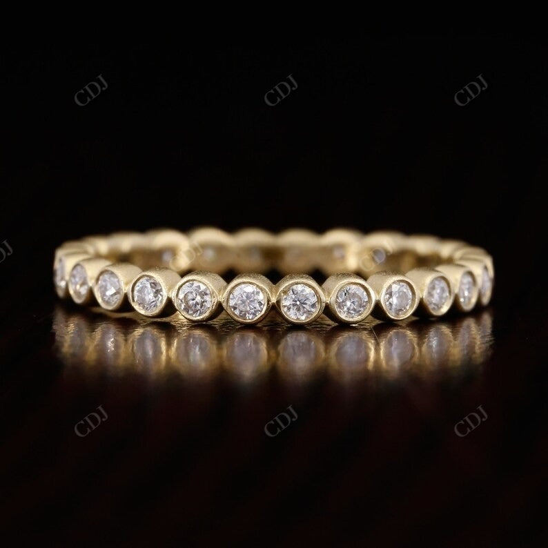 Round Cut Natural Diamond Bezel Set Matte Finish Wedding Ring  customdiamjewel   