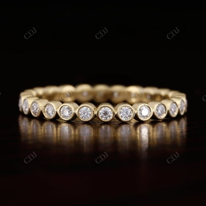 Round Cut Natural Diamond Bezel Set Matte Finish Wedding Ring  customdiamjewel Sterling Silver Yellow Gold VVS-EF