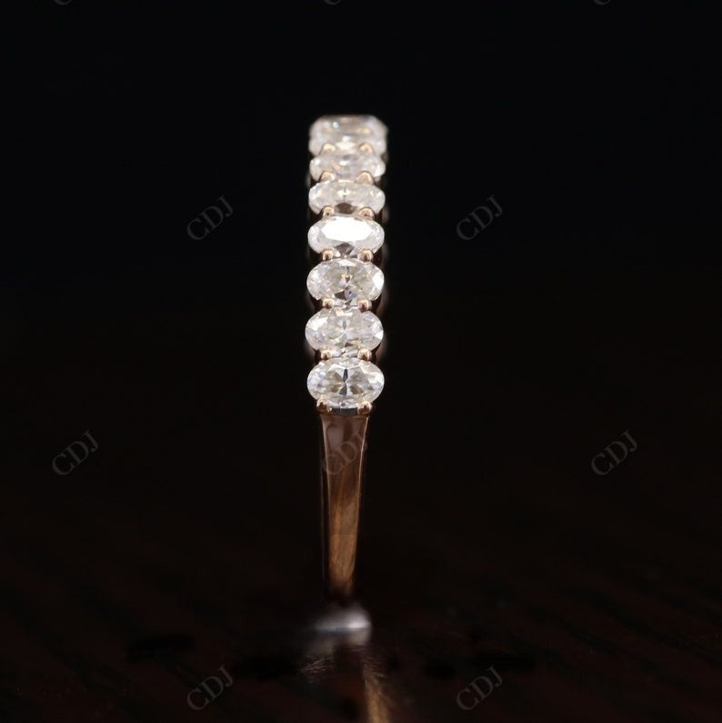 Oval Lab Grown Diamond Half Eternity Dainty Rose Gold Wedding Band  customdiamjewel   