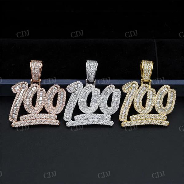 Hip Hop Iced Out One Hundred Score Pendant  customdiamjewel   