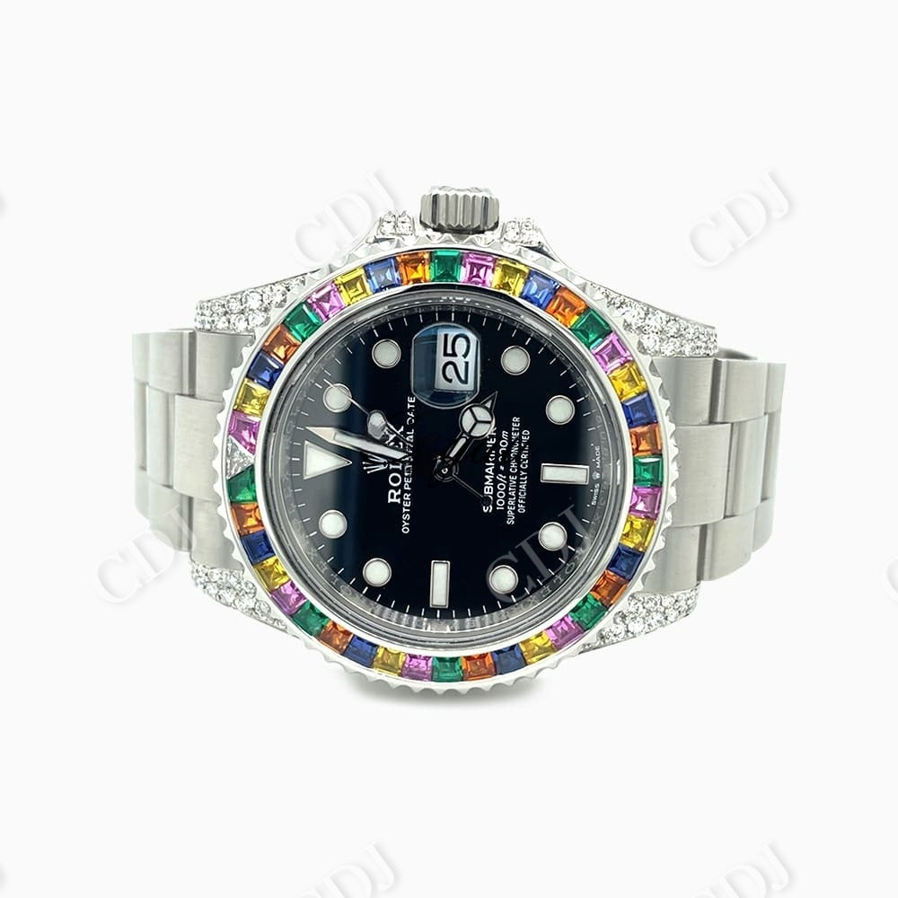 Rolex Black Dial Diamond Bezel Watch  customdiamjewel   