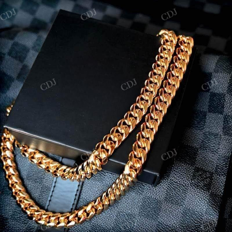 Plain Yellow Gold Plated Hip Hop Cuban Link Chain  customdiamjewel   