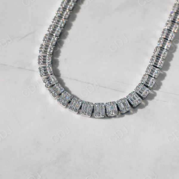 Baguette Diamond Square Shape Tennis Chain For Him  customdiamjewel   