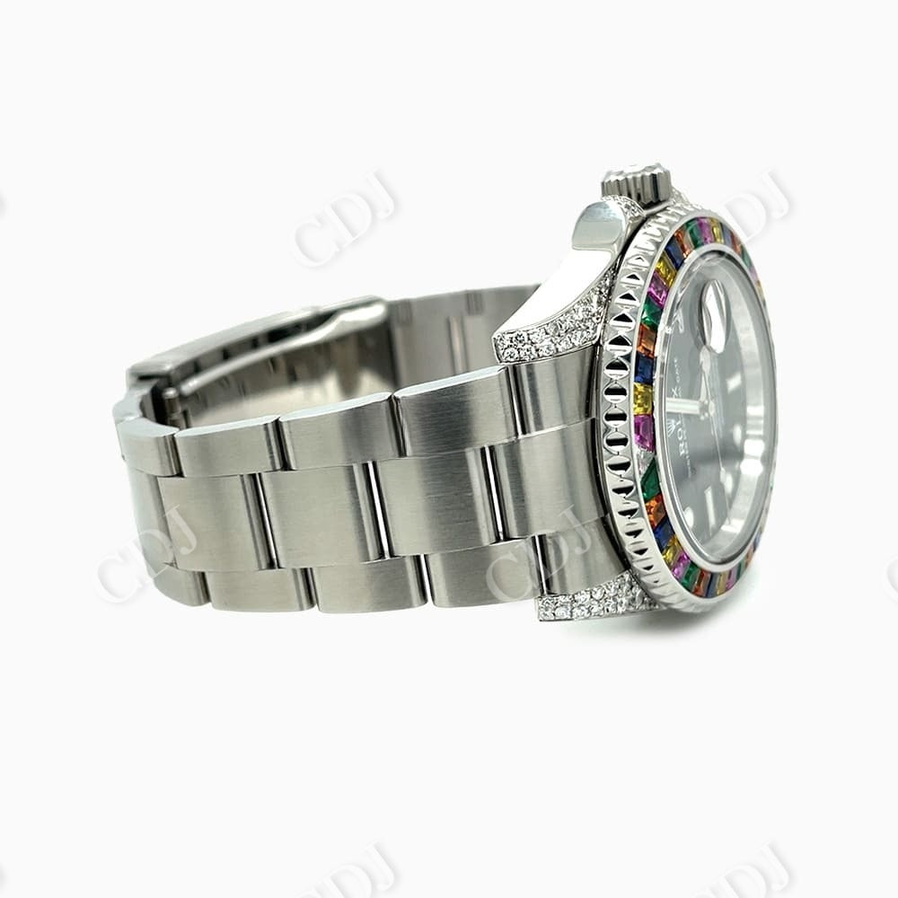 Rolex Black Dial Diamond Bezel Watch  customdiamjewel   