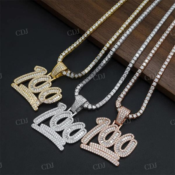 Hip Hop Iced Out One Hundred Score Pendant  customdiamjewel   